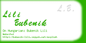 lili bubenik business card